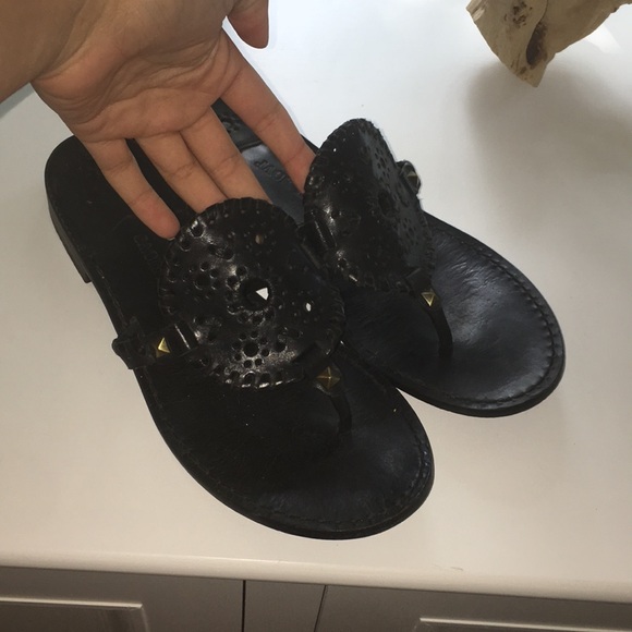 BLACK LEATHER JACK ROGERS - Picture 2 of 3